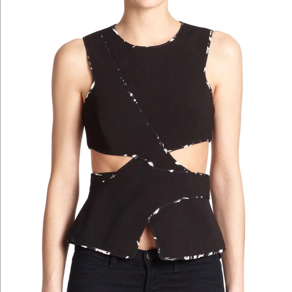 BCBGMAXAZRIA Arianah Cutout Peplum Top ($248)